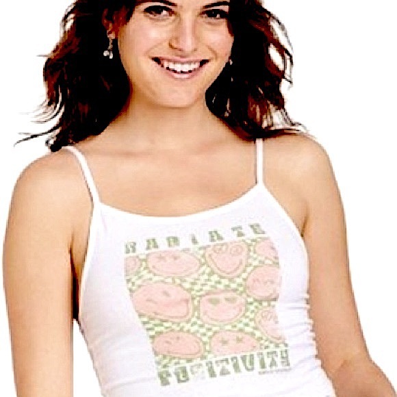 Smiley World size Xl White Radiate Positivity Cropped Graphic Tank Top NWT - Picture 1 of 10